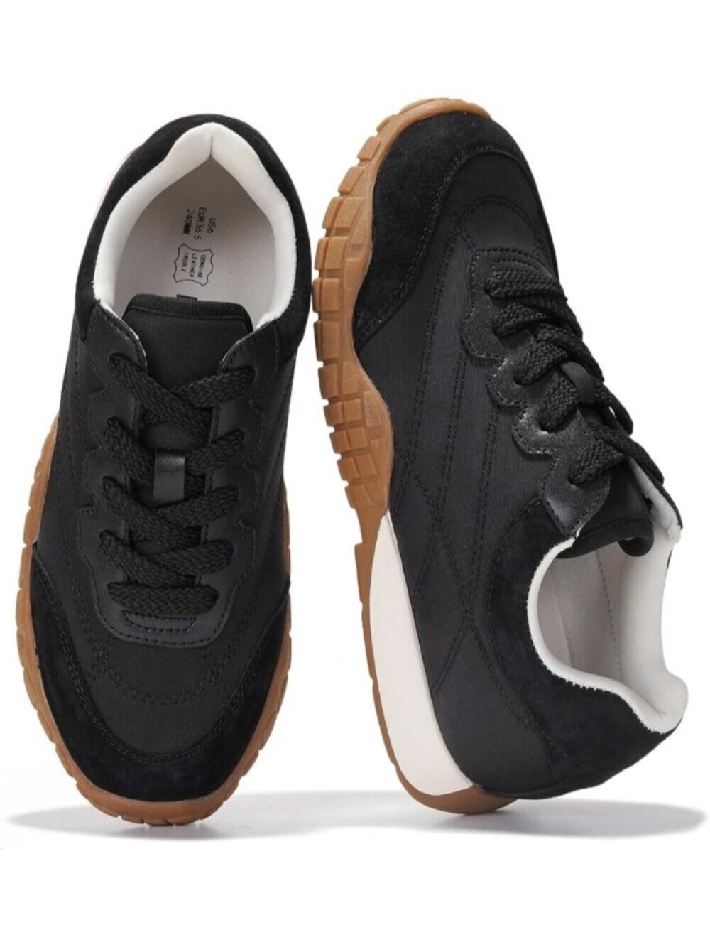 Women Black Hitop Closed Toe Non Slip Memory Foam Insole Fashion Trendy Sneakers
